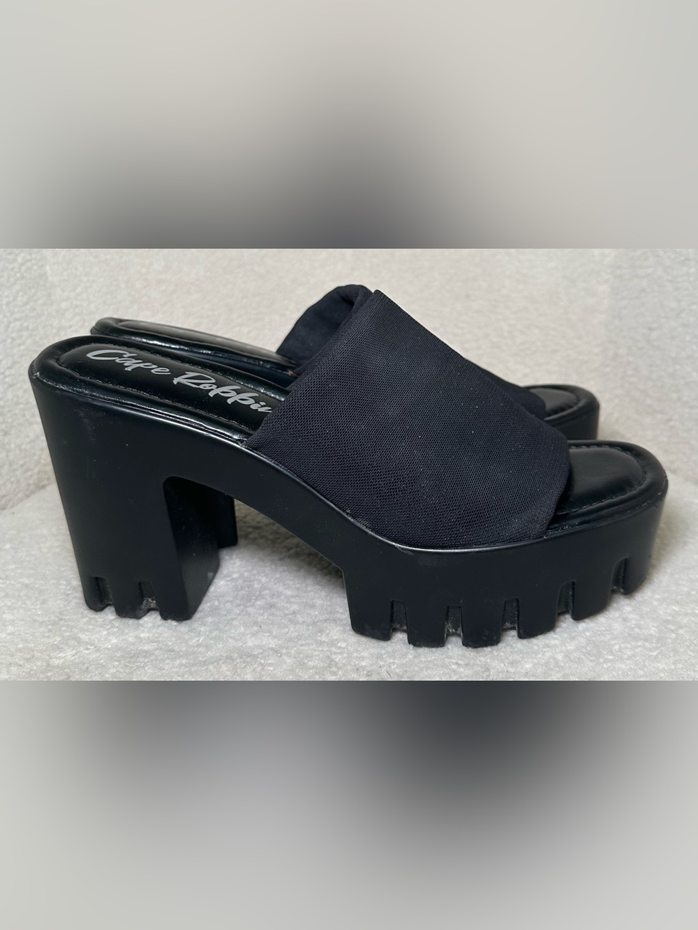 Cape Robbin Echoya Black Chunky Platform Mule Sandals Lug Sole Y2K Rave Cute 10